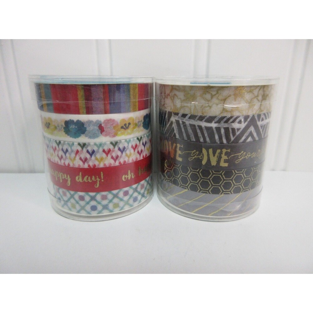 Lot 2 Washi Tape Rolls 5 Pk Multicolor 0.39"x 5Yd ea Total 10 rolls Pen + Gear